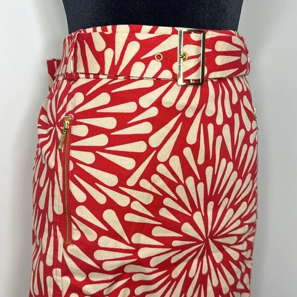 Talbots Petites Floral coral pencil skirt with belt women’s size 16P - Picture 2 of 6